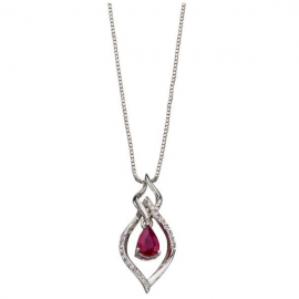 WHITE GOLD RUBY DIAMOND PENDANT